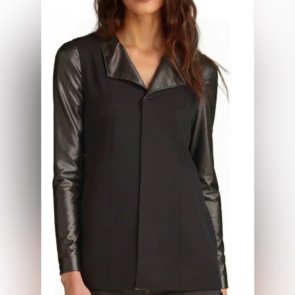 Anne Klein Jackets & Blazers - Anne Klein Black Blazer with Leather Sleeves